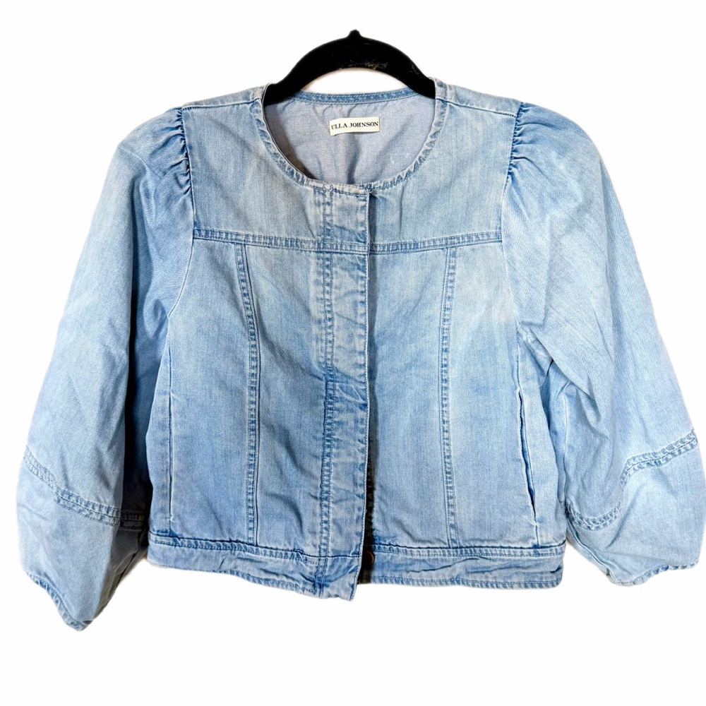 Ulla Johnson denim balloon sleeve shirt jacket size 2